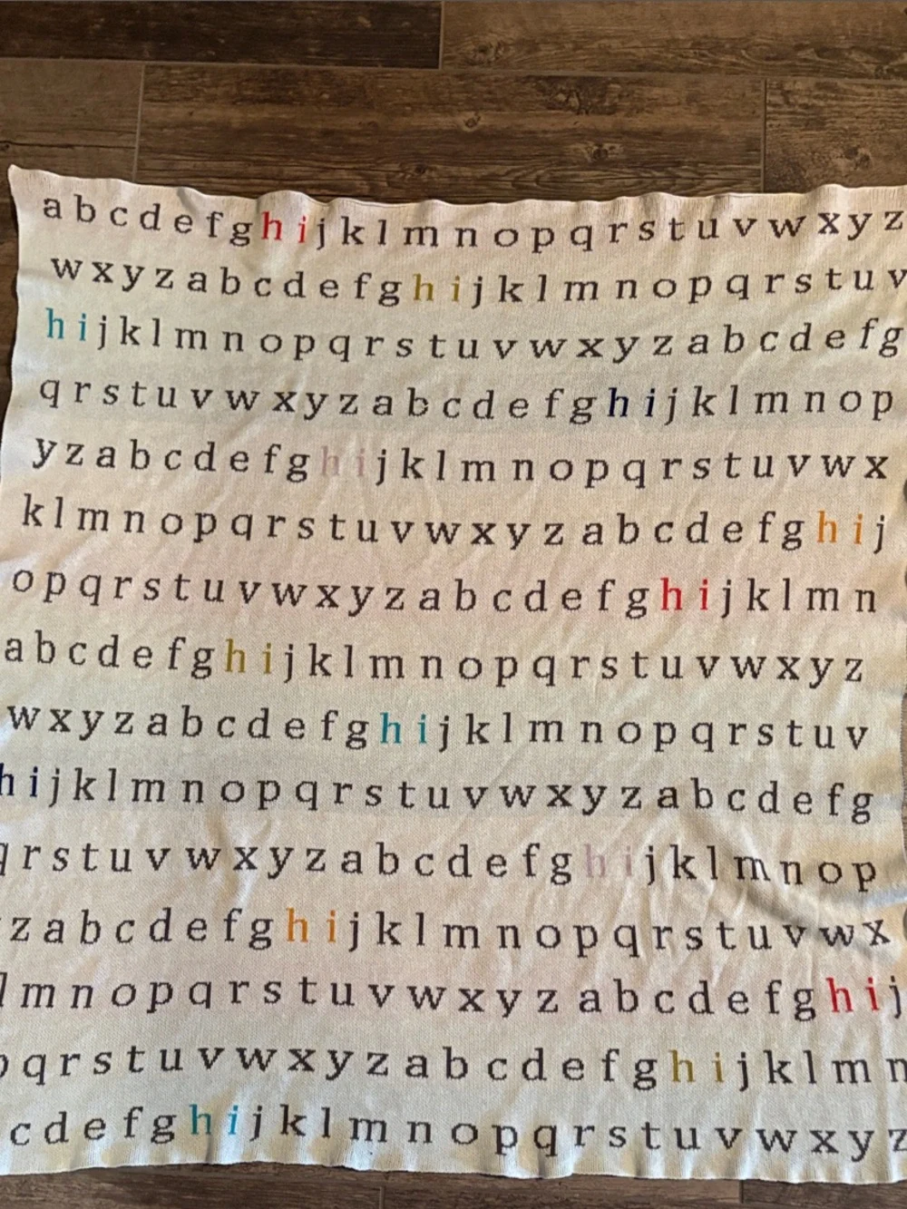 Alphabet Accent Baby Blanket— Cream with Colorful Letters/striped